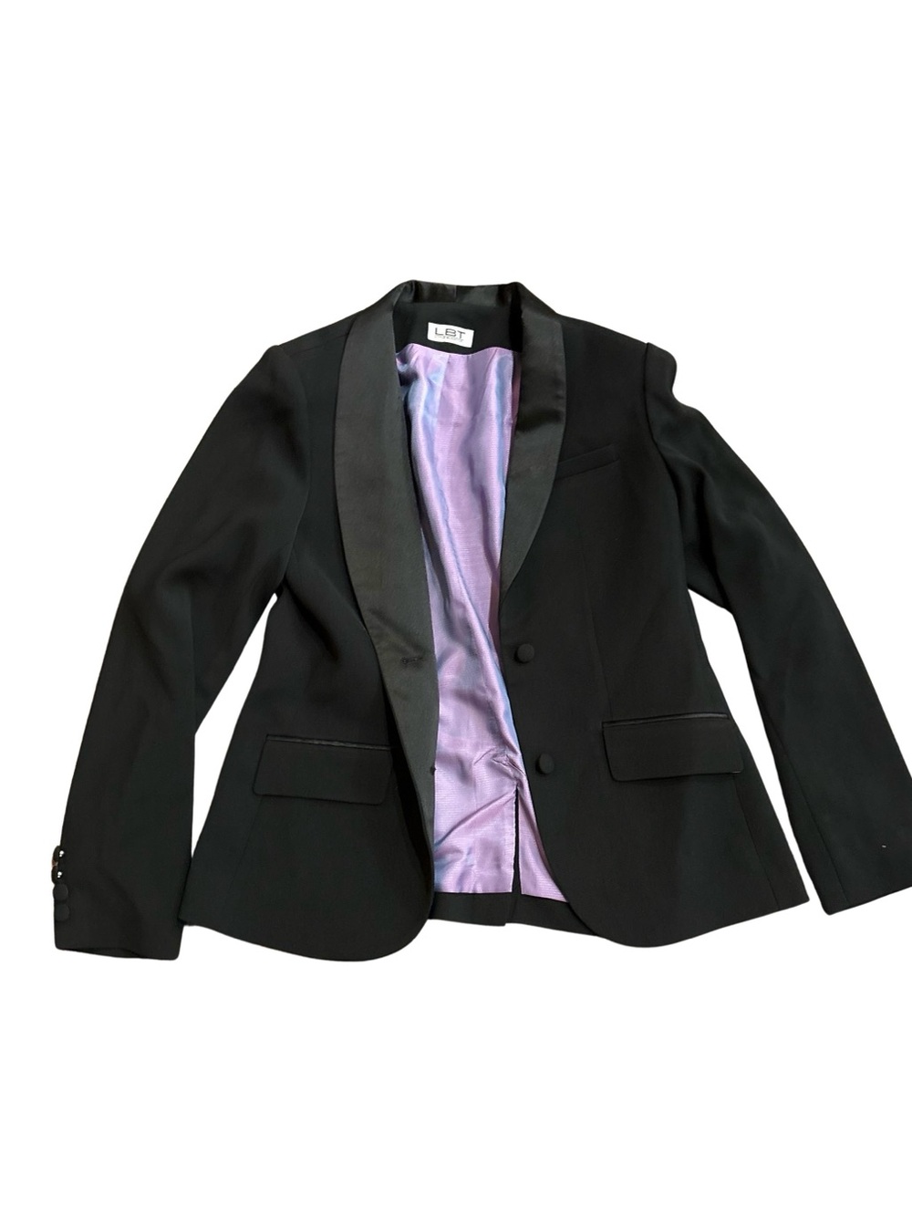 Little Black Tux Black Blazer and Trousers with Lilac Lining